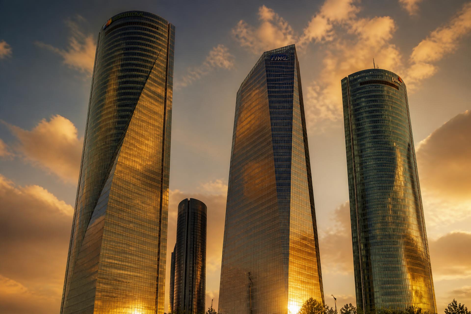 Distrito financiero al atardecer